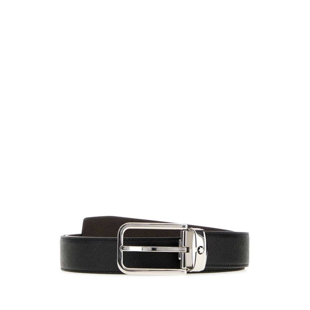 Montblanc Men Black Leather Reversible Belt